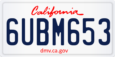 CA license plate 6UBM653