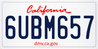CA license plate 6UBM657