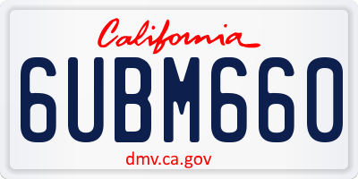 CA license plate 6UBM660