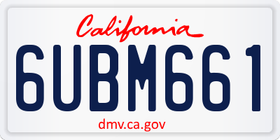 CA license plate 6UBM661