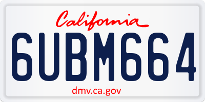 CA license plate 6UBM664