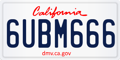 CA license plate 6UBM666