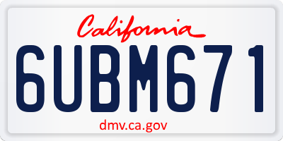 CA license plate 6UBM671
