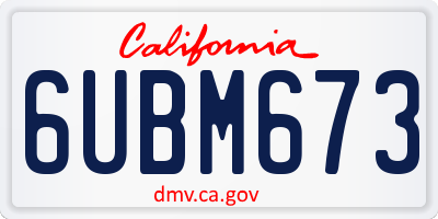 CA license plate 6UBM673
