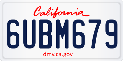 CA license plate 6UBM679