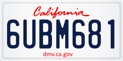 CA license plate 6UBM681