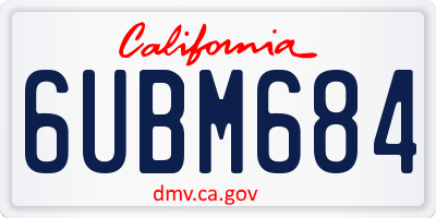 CA license plate 6UBM684