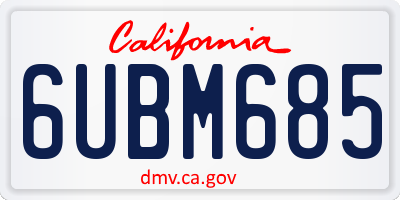 CA license plate 6UBM685