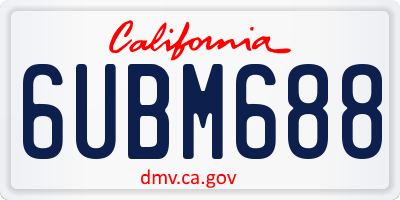 CA license plate 6UBM688