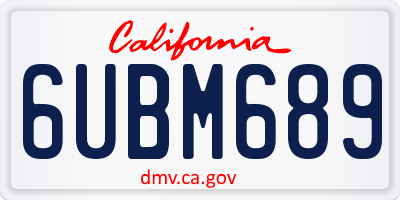 CA license plate 6UBM689