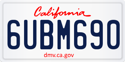 CA license plate 6UBM690