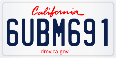CA license plate 6UBM691