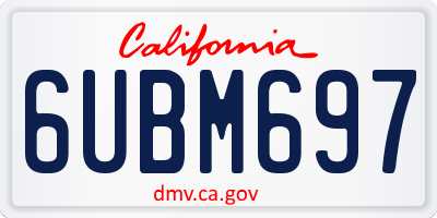 CA license plate 6UBM697