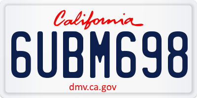 CA license plate 6UBM698