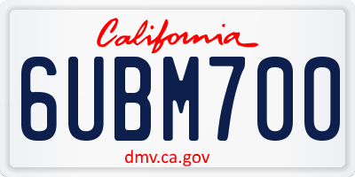 CA license plate 6UBM700