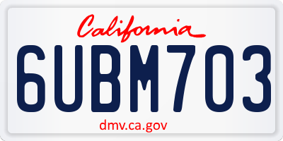 CA license plate 6UBM703