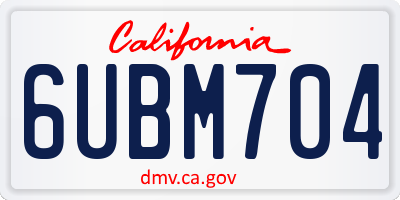 CA license plate 6UBM704