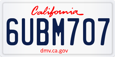 CA license plate 6UBM707