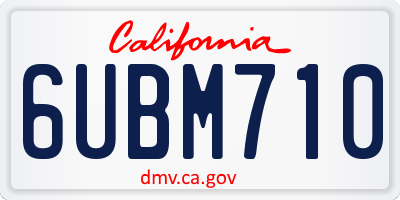 CA license plate 6UBM710