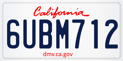 CA license plate 6UBM712