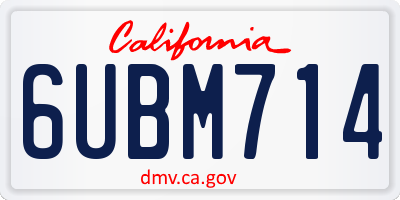 CA license plate 6UBM714