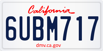 CA license plate 6UBM717