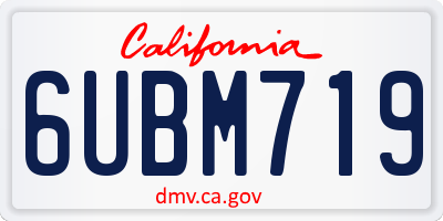 CA license plate 6UBM719