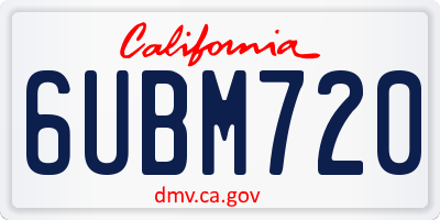 CA license plate 6UBM720