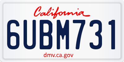 CA license plate 6UBM731