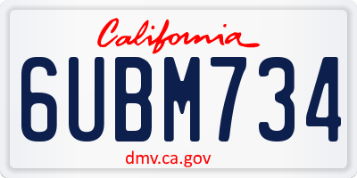 CA license plate 6UBM734