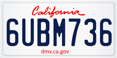 CA license plate 6UBM736