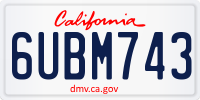 CA license plate 6UBM743