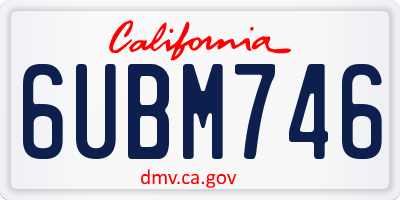 CA license plate 6UBM746