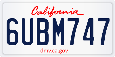 CA license plate 6UBM747