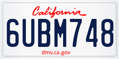 CA license plate 6UBM748