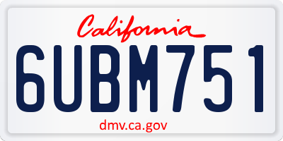 CA license plate 6UBM751