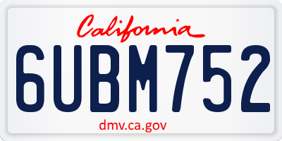 CA license plate 6UBM752