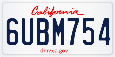CA license plate 6UBM754