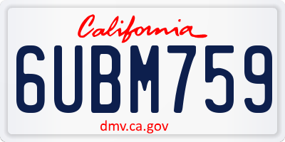CA license plate 6UBM759