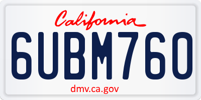 CA license plate 6UBM760