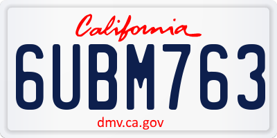 CA license plate 6UBM763
