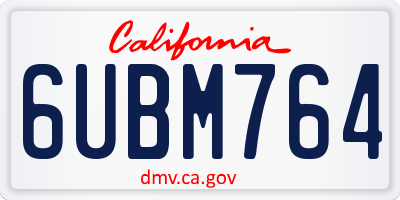 CA license plate 6UBM764