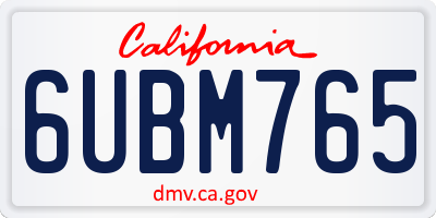 CA license plate 6UBM765