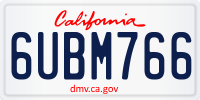 CA license plate 6UBM766