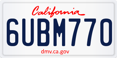 CA license plate 6UBM770