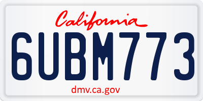 CA license plate 6UBM773