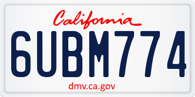 CA license plate 6UBM774