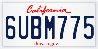 CA license plate 6UBM775