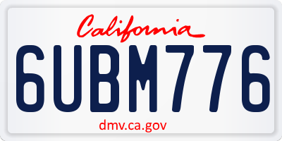 CA license plate 6UBM776