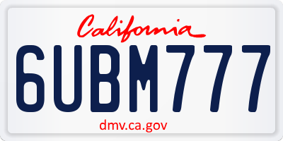 CA license plate 6UBM777